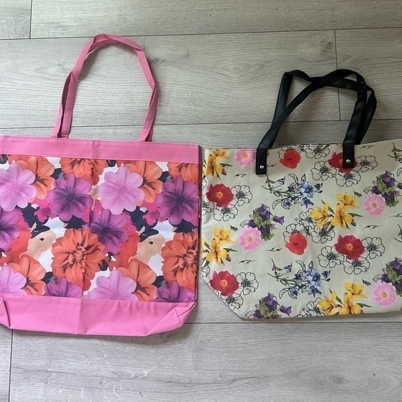 Handbags - 3/25$ PERLIER Floral Pink and Multicolor Tote Bags LOT OF 2 nwot